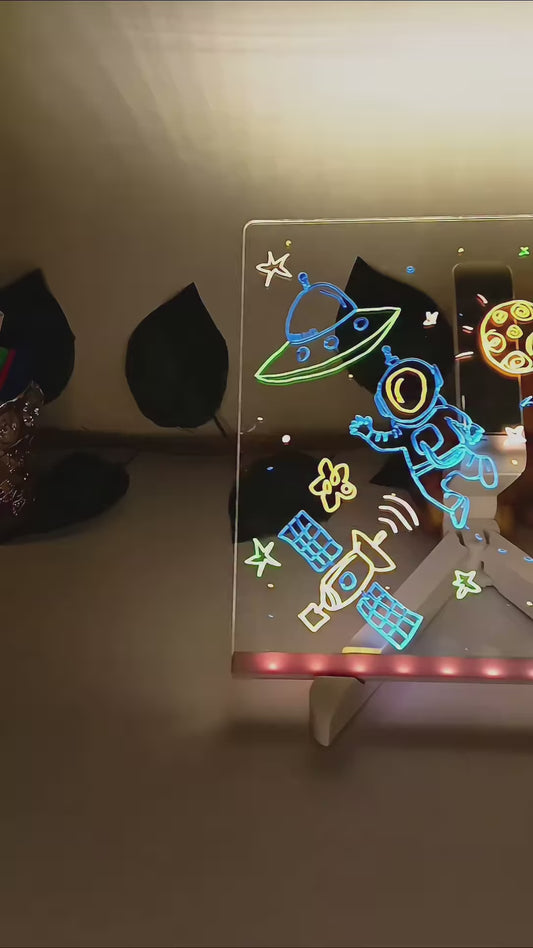 Acrylic LED Board With Colorful Night Light & 7 Neon Pens